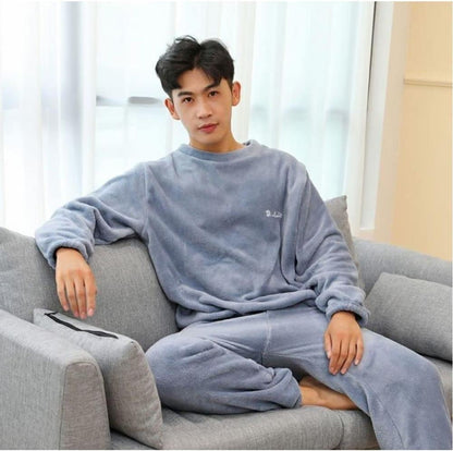 Sleepwear Pajamas For Men'S Winter Pajamas Couples Flannel Fleece Pijama Sleeping Suit Thickened Plush Warm Home Clothes