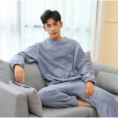 Sleepwear Pajamas For Men'S Winter Pajamas Couples Flannel Fleece Pijama Sleeping Suit Thickened Plush Warm Home Clothes