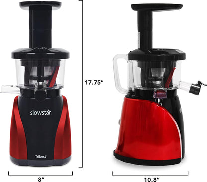 Tribest Slowstar SW-2000 Vertical Masticating Cold Press Juicer & Juice Extractor with Mincer, Red