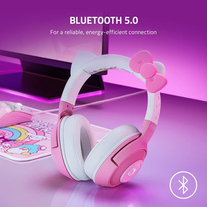 Razer Kraken Quartz Edition - Gaming Headphones for PC, PS4, Xbox One and Switch with 50 mm Drivers and Cooling Gel-Infused Cushions - Pink