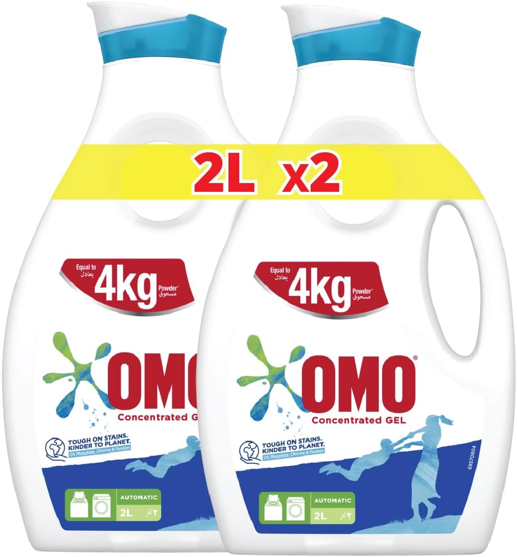 Omo Automatic Liquid Laundry Detergent, for 100% effective stain removal, 2 x 2L