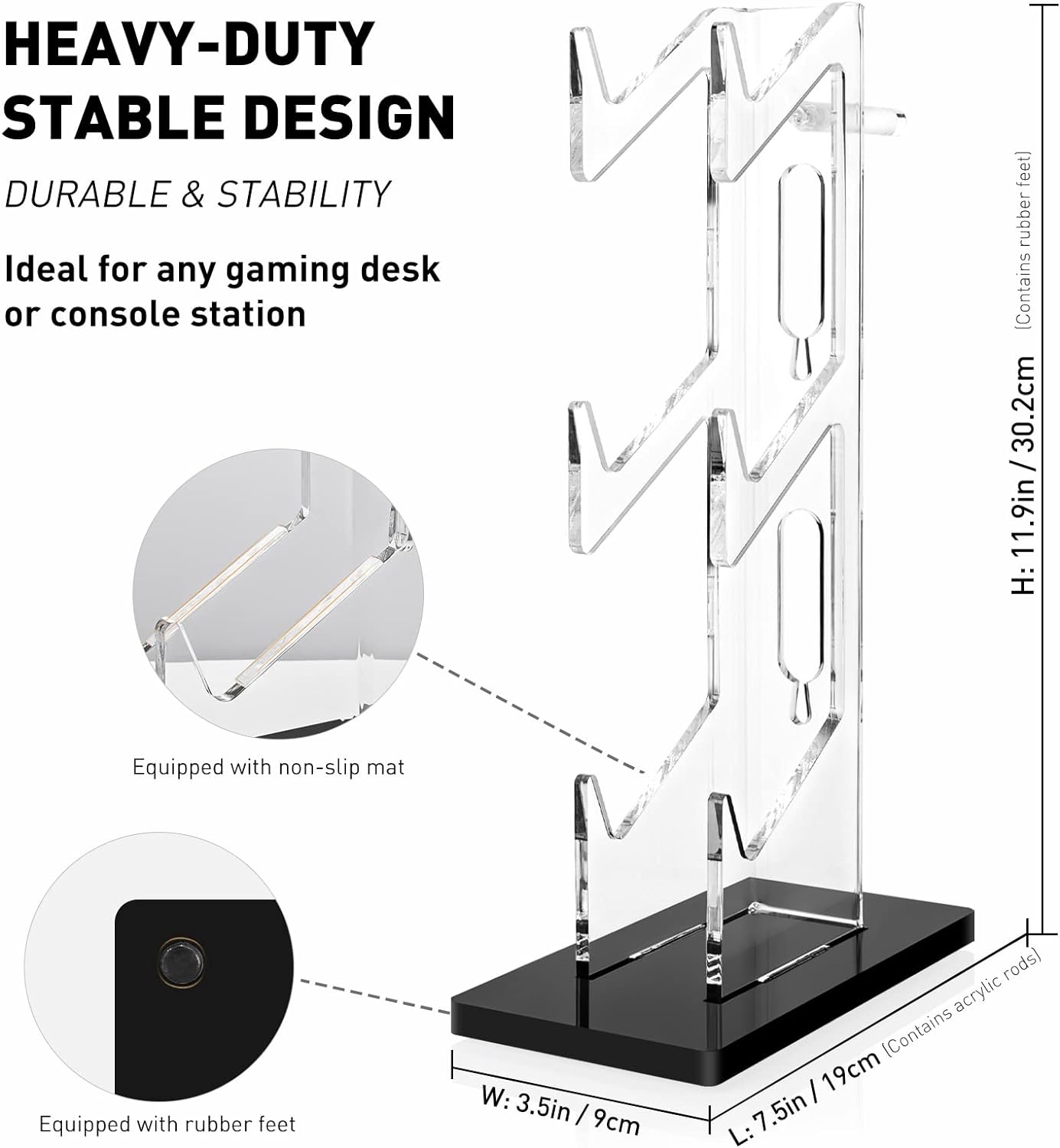 OAPRIRE Universal 3 Tier Controller Stand and Headset Stand for Xbox ONE X Switch PS4 PS5 PC, Controller Holder Gaming Accessories, Build Your Game Fortresses (Clear)