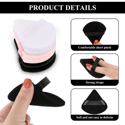 Maitys Powder Puff Face Triangle Makeup Puff for Loose Powder Soft Body Cosmetic Foundation Sponge Mineral Powder Wet Dry Makeup Tool (Black, White, Small) - 12 Count (Pack of 1)