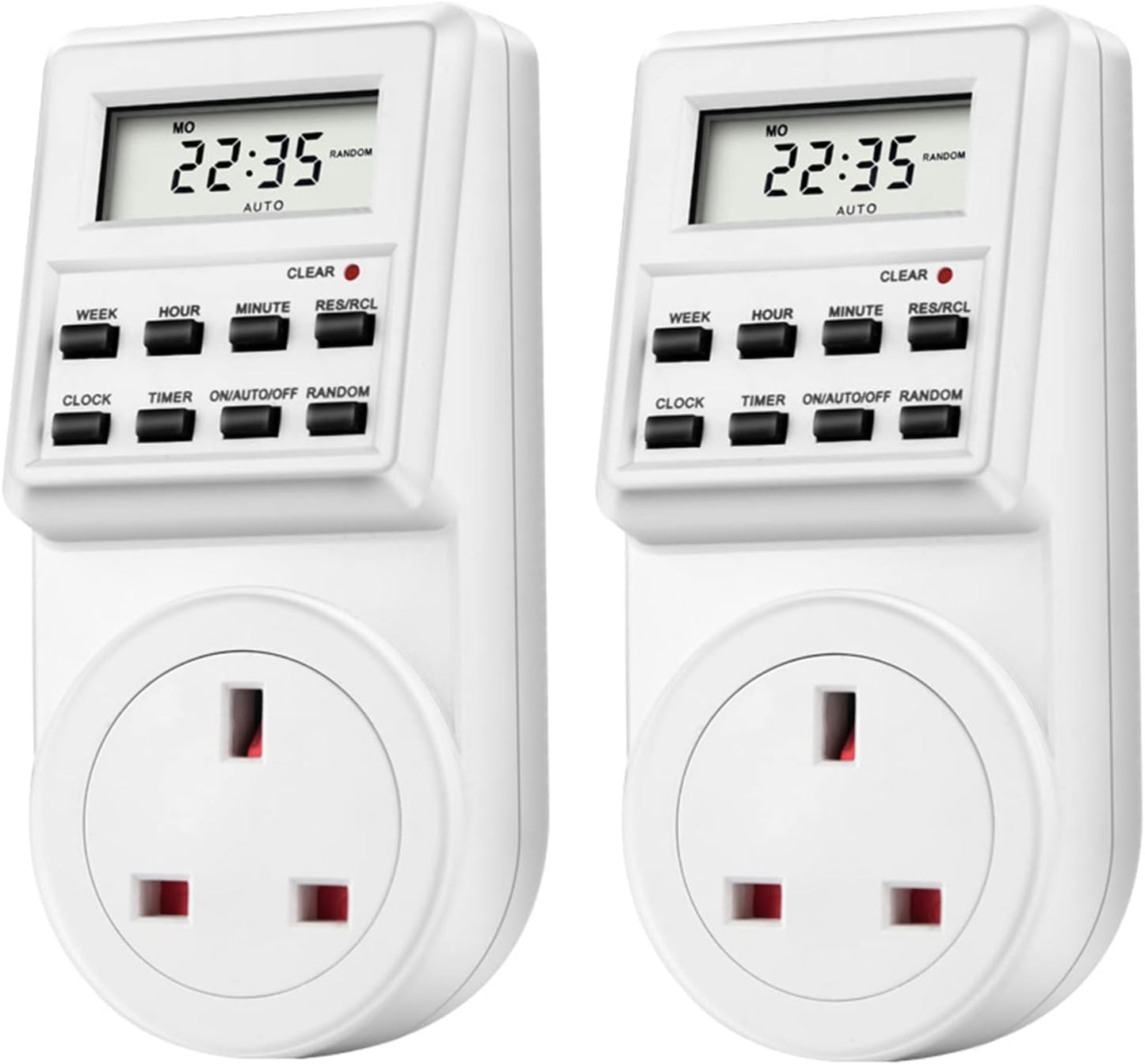 Plug Timer, LCD Display 10 Programmable Switching Programs 24 Hours & 7 Days Energy Saving Timer, Electrical Timer Socket for Lights and Home Appliances(2 pack)