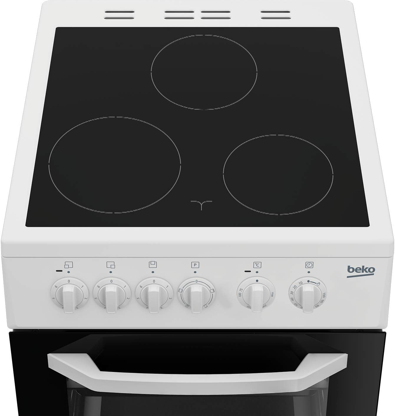 Beko 50 X cm, 3 Ceramic Burners, Free standing Creamic Cooker, Made in Turkey, White - CSS48100, 1 Year Warranty