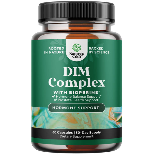 DIM Supplement with BioPerine and Broccoli Extract - Natural Diindolylmethane Womens Health Support and Skin Care for Women and Men Non-GMO DIM Complex 300 mg by Natures Craft 60 Vegetarian Capsules