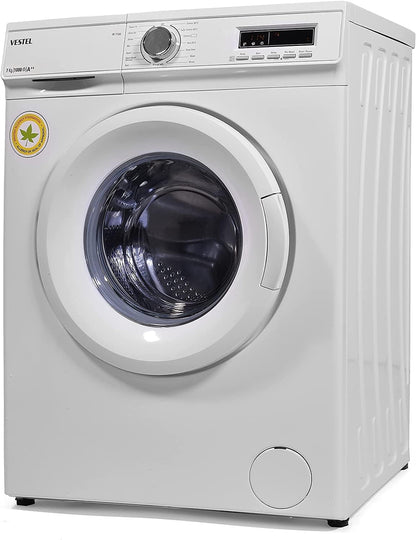 Vestel Made in Turkey 7KG Washing Machine, 1000 RPM, ESMA Certified, A++ Energy, 20 Programmes, LED screen, Giant & Full openning Door (180 degree openning), 5 Years Motor Warranty (W7104)