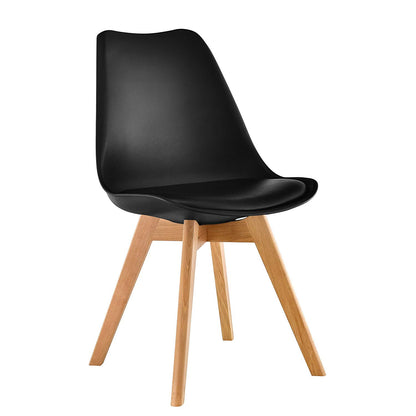 Mahmayi Eames Style Retro Cushion Dining Chair- Solid Wood Legs, ABS Plastic Seat, Durable & Lightweight- Perfect Blend of Style and Comfort for Modern Dining Spaces- Black