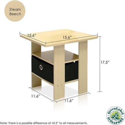 Furinno Andrey End Table/Side Table/Night Stand/Bedside Table with Bin Drawer, Dark Walnut, Andrey, 11157DWN, 1 Pack