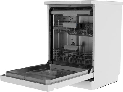 Midea Smart Freestanding Dishwasher, 14 Place Settings, 8 Programs, Wi-Fi, Delay Start & Half Load Function, Silent & High Energy Efficient, Rapid Wash, Child Lock, Self Cleaning White, WQP14-W7633CW