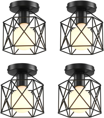 LIUSUN LIULU 2 Pack Industrial Ceiling Light Fixture, E26 E27 Vintage Rustic Ceiling Hanging Lighting, Rustic Pendant Light Chandelier Fixture for Kitchen Island Dining Room Living Room Hallway