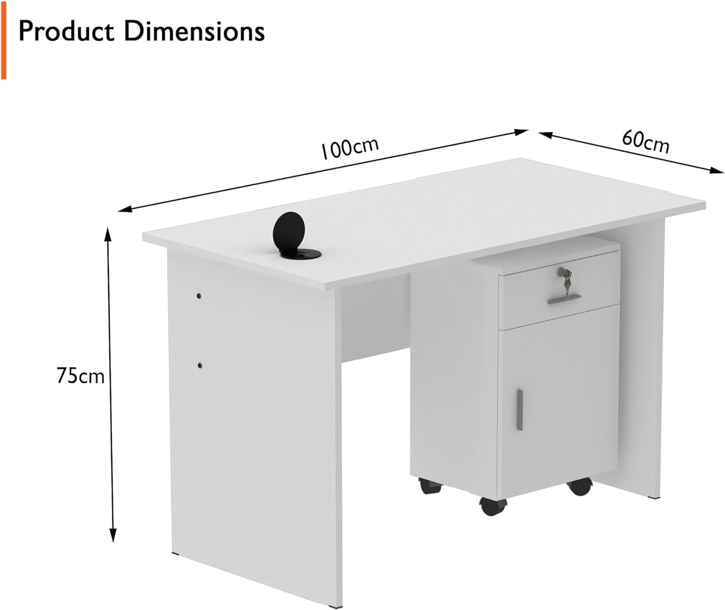 Mahmayi Writing Desk, MP1 160x80 Modern Wood Writing Table with Mobile Drawers - Versatile Corner Desk, Stylish and Functional Home Office Furniture - Oak (160cm With Drawer)