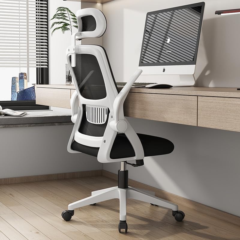 Peng General Ergonomic Office Chair, Home Mesh Office Desk Chairs with Wheels, Computer Task Chair for Adults, 300 lb Capacity, Office Chair for Study and Work (White/Black)