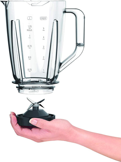 MOULINEX Blender | BlendForce XXL Jar 2.8 L Blender Smoothie Maker | Mixer | 600 W | 2 Attachments | 2.8L XXL Plastic Jar| 6 Powelix Blades | Ice Crush | 2 Speeds | 2 Years Warranty | LM458127