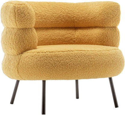 Exclusive Polyester Barrel Chair Sherpa Fabric Accent Chair, Comfy Tufted Upholstered Armchair (Yellow Polyester)