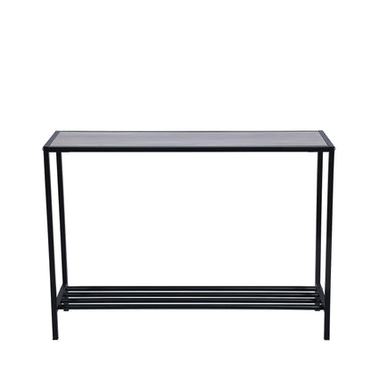 RIGID Modern Console Table, Thin Sofa Table, Slim Narrow Accent Entryway Table with Storage Shelf, Industrial Steel Frame, Sturdy Coffee Snack Table, Side Table, End Table for Living Room, Hallway