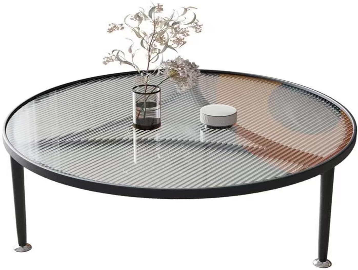 Kutis Luxury Lightweight Creative Round Tempered Glass Coffee Table Small Apartment Living Room Coffee Table Modern Matelle Minimalist Small Size Modern Tea Table 70 x 45 cm.