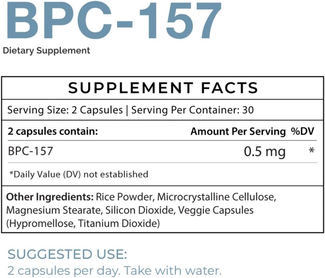 Tailor Made Health Recovery BPC-157 250mcg Supplement | Body Protection Compound Peptide | Surgery, Wound & Joint Recovery Supplement | 30-Day Supply