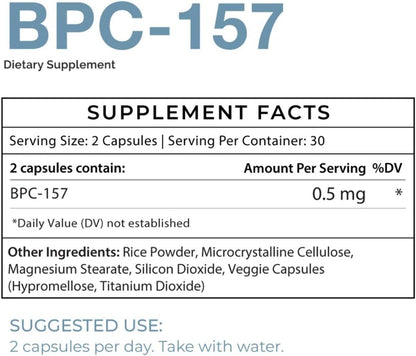 Tailor Made Health Recovery BPC-157 250mcg Supplement | Body Protection Compound Peptide | Surgery, Wound & Joint Recovery Supplement | 30-Day Supply