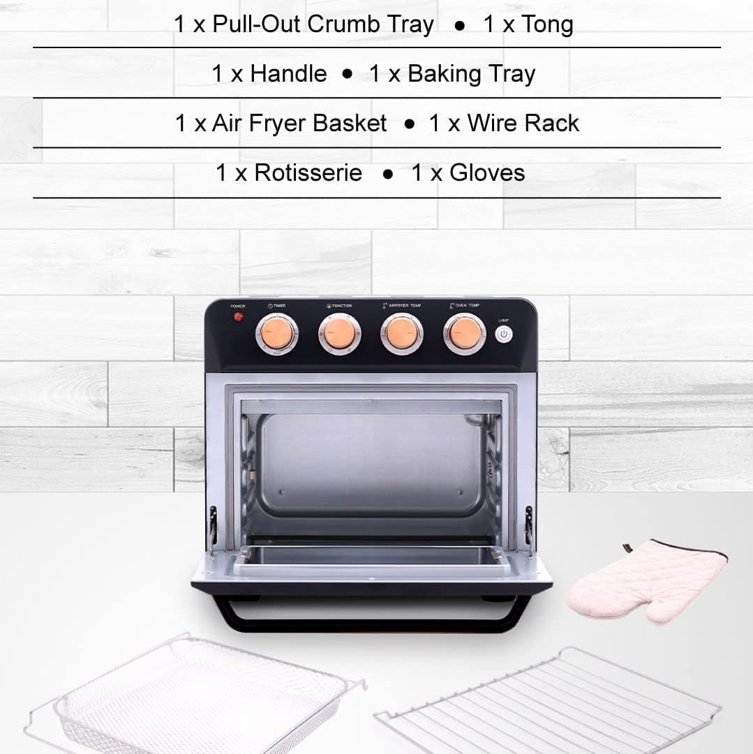 Balzano 24 Liter Multi-Functional Air Fryer Oven and also Pizza Oven, CZ24GRML, 1700W, Adjustable Thermostat, 60 Minutes Timer/Auto Shut-Off, Plastic, Rose Collection -