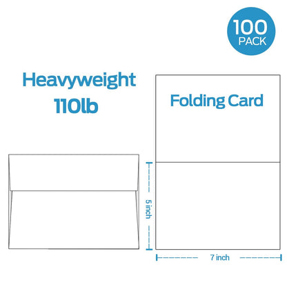 Ohuhu Blank White Cards and Envelopes 100 Pack, 5 x 7 Heavyweight Folded Cardstock and A7 Envelopes for DIY Greeting Cards, Wedding, Birthday, Invitations, Thank You Cards & All Occasion