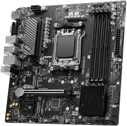 MSI PRO B650M-P ProSeries Motherboard (AMD AM5, mATX, DDR5, PCIe 4.0, M.2, SATA 6Gb/s, USB 3.2 Gen 2, HDMI/DP, AMD Ryzen 7000 Series Desktop Processors)