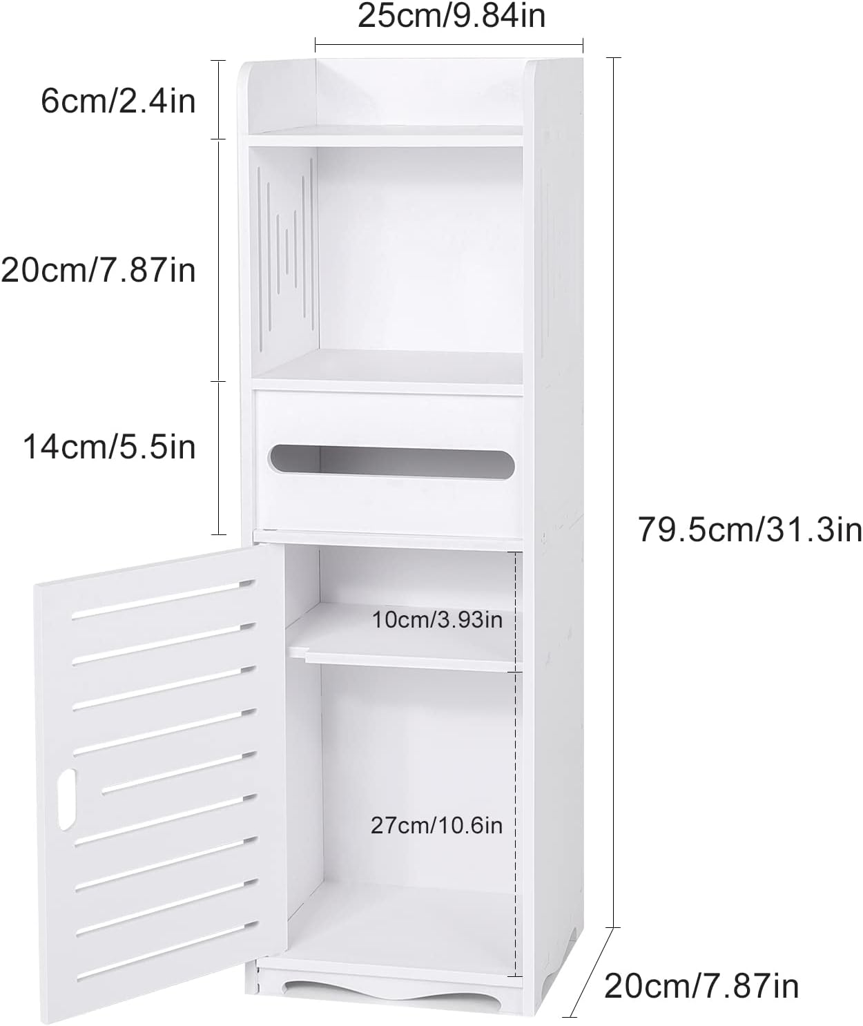 FACOKOLA Bathroom Floor Cabinet Freestanding Double Door 3-Tier Side Storage Organizer Cabinet Cupboard, Multipurpose Cabinet for Home Office,9.45 * 8.66 * 31.45", White…