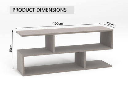 Mahmayi Modern TV Stand and Coffee Table with 2 Tier Storage Shelf, Monitor Stand for Home Office, PC Desk Stand Monitor Riser for Keyboard Storage, Laptop, Printer, and TV Screen - PREMIUM WHITE