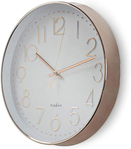 Nedis White and Silver Circle Wall Clock - CLWA015PC30SR - 30cm Diameter