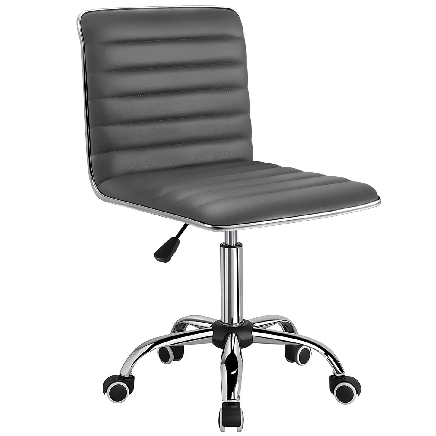 Furmax Mid Back Task Chair,Low Back Leather Swivel Office Chair,Computer Desk Chair Retro with Armless Ribbed (White)