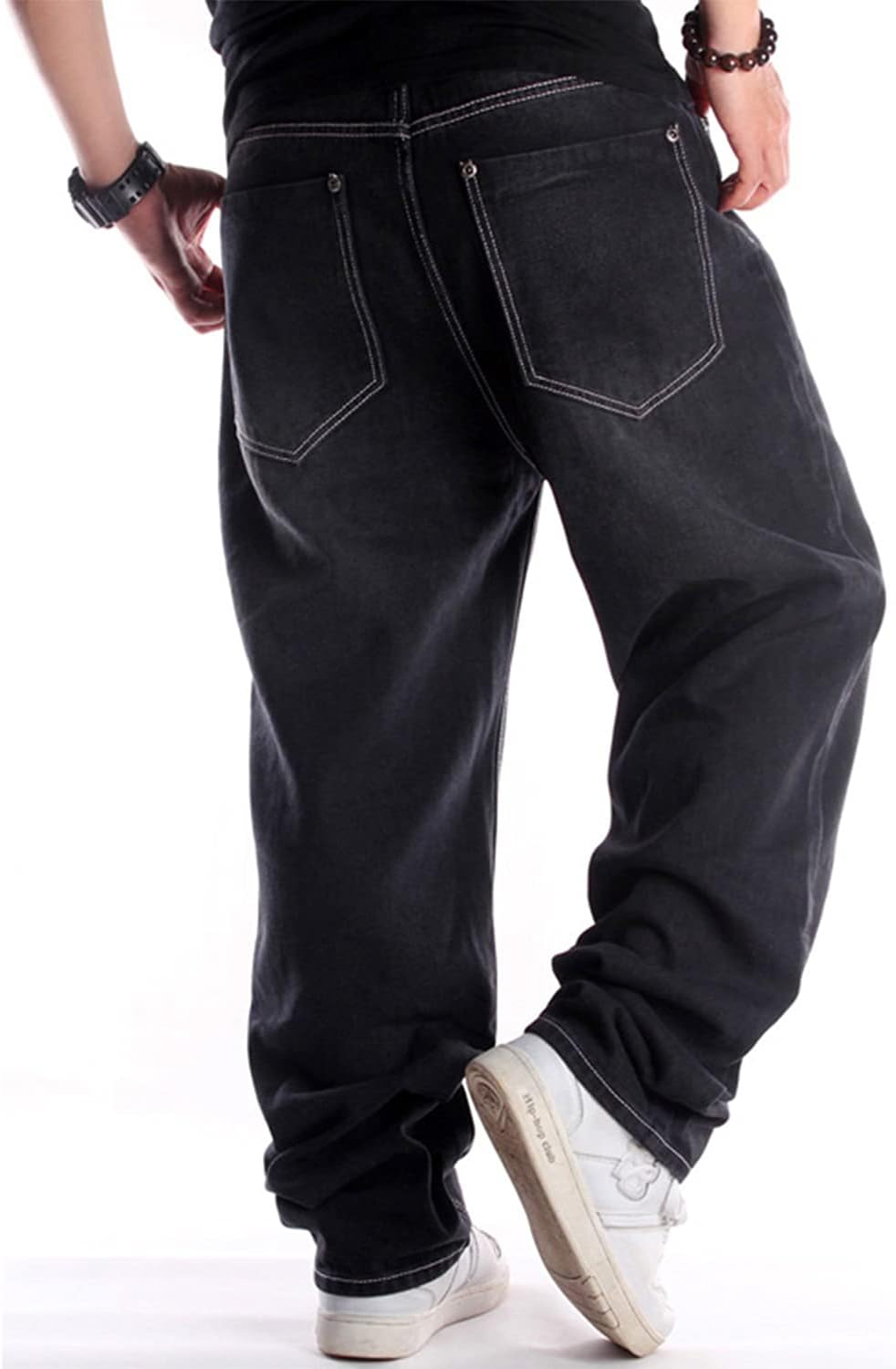 EnllerviiD Men's Relaxed Fit Classic Jeans - Loose Fashion Baggy Comfort Plain Hip Hop Denim Pants