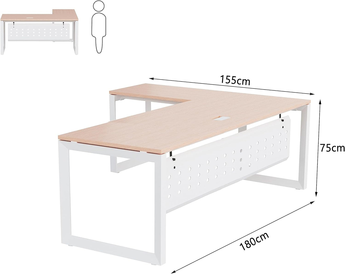 Mahmayi Vorm 136-18 White Modern Workstation Material-Melamine on MDF