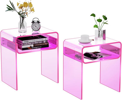 solaround Acrylic Side Table, Nightstand U-Shaped Bedside Table for Bedroom Living Room, 30 * 40 * 50cm, Clear