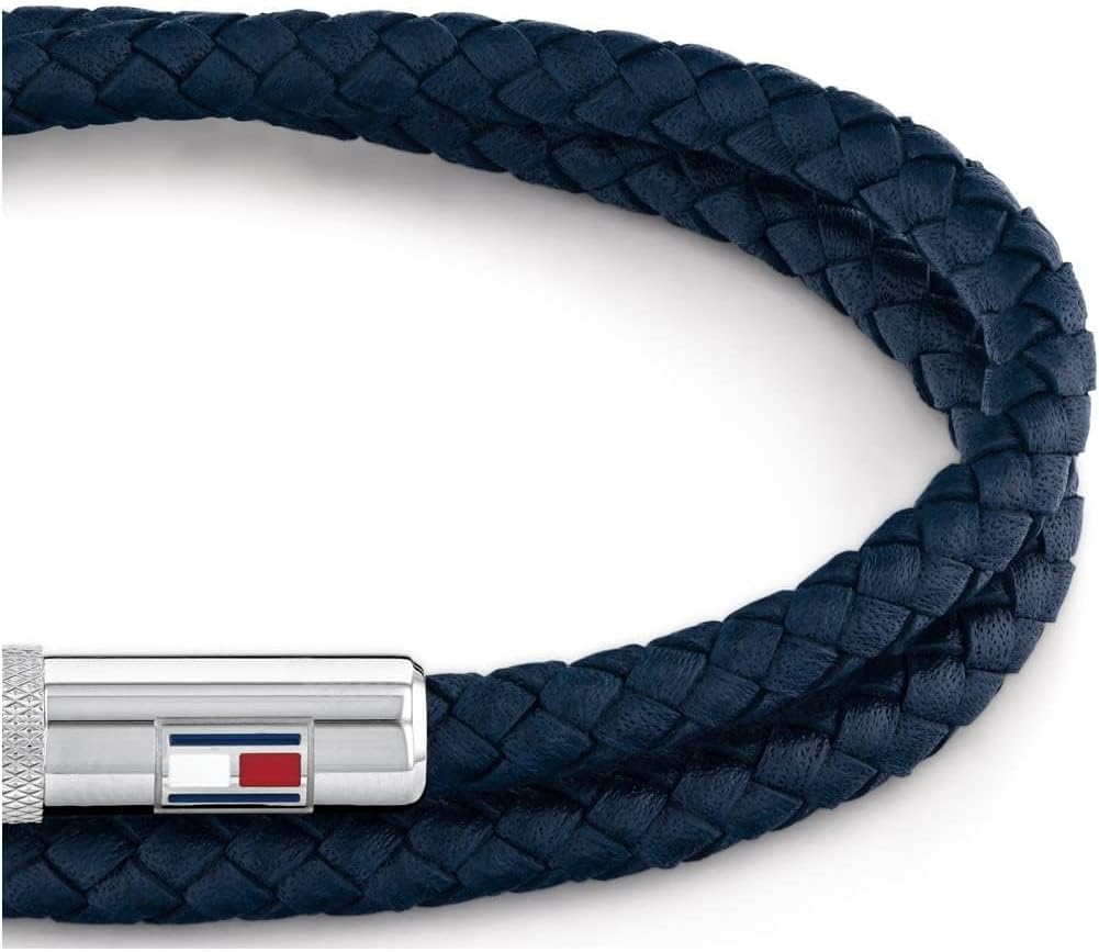 Tommy Hilfiger Jewelry Men Stainless Steel & Blue Leather Leather Bracelet - 2790264S