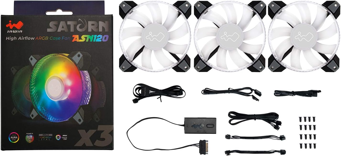 IN WIN Inwin Saturn 120mm ADDRessable RGB Triple Fan Kit (Controller Included)