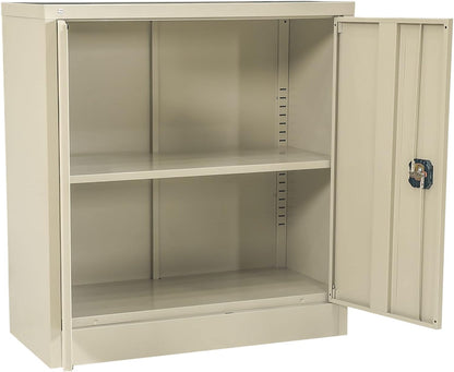 RIGID Office Cupboard Low Height, Steel Filing Cupboard, Cabinet with Shelves Storage Compartment (White)