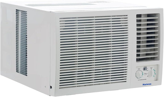 Haiwoo Window Air Conditioner HWAC-18K-R, Golden Fin Capacity: 18000 Btu 1.5 Ton T3 Highly Efficient Tropical Compressor, D68 x W65 x H43 Cm White