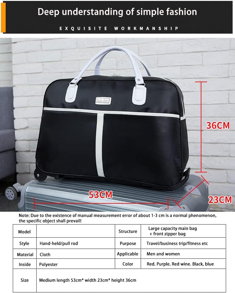 Rolling Duffle Bag with Wheels Expandable Travel Suitcase Duffel Foldable Lightweight Collapsible Trolley Bag Carry On Luggage for Women Men Short Trip Overnight Business Travel