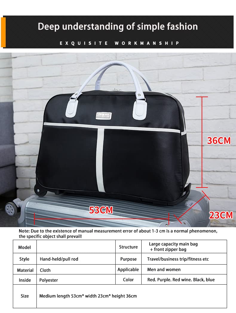 Rolling Duffle Bag with Wheels Expandable Travel Suitcase Duffel Foldable Lightweight Collapsible Trolley Bag Carry On Luggage for Women Men Short Trip Overnight Business Travel