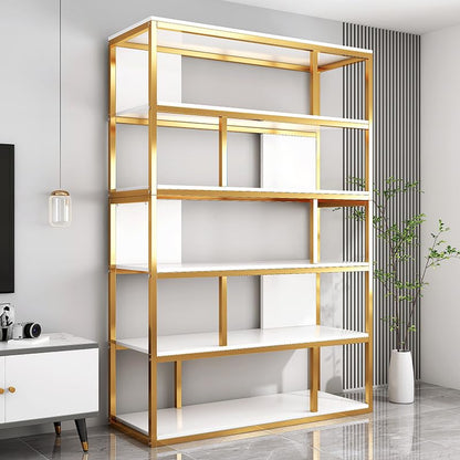 LEDIN Bookshelf - Freestanding Display Shelf for Living Room, Multi-Layer Storage Rack for Home, Office Iron Bookcase (100 x 30x 178 cm)