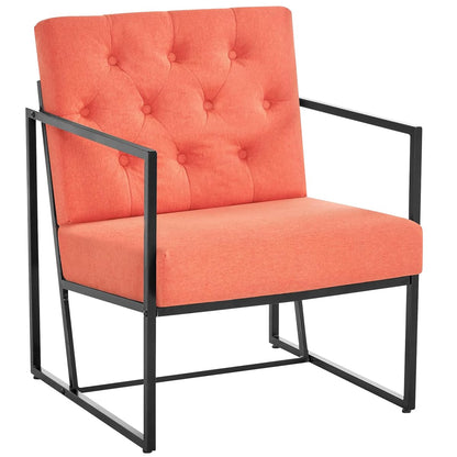 VANCIKI Accent Chair - Living Room Chairs Upholstered Soft Comfortable Oversized Armchair Classic Metal Frame for Bedroom Reading Room Office Relaxing (Mid-Century Modern, Orange)