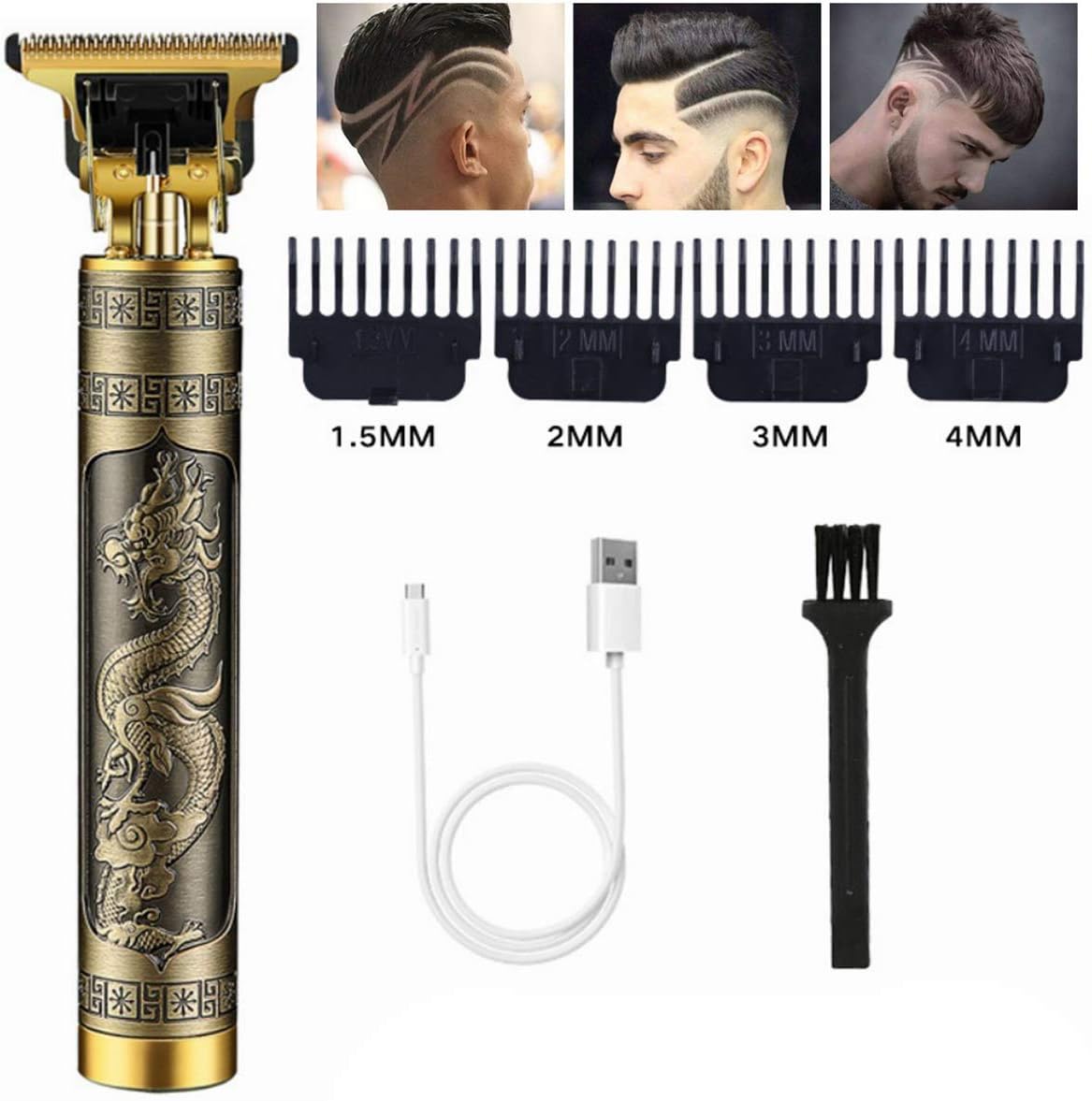 L LARHU Professional Men Hair Trimmers, Zero Gapped Cordless Hair Trimmer, Rechargeable T-Blade Haircut & Grooming Kit Line Up Edgers Clippers for Men Home Use (A)