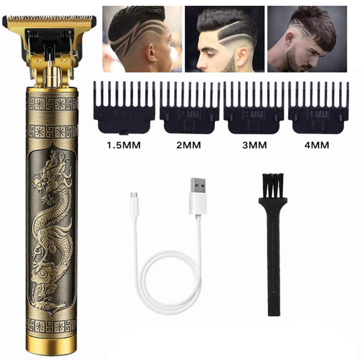 L LARHU Professional Men Hair Trimmers, Zero Gapped Cordless Hair Trimmer, Rechargeable T-Blade Haircut & Grooming Kit Line Up Edgers Clippers for Men Home Use (A)