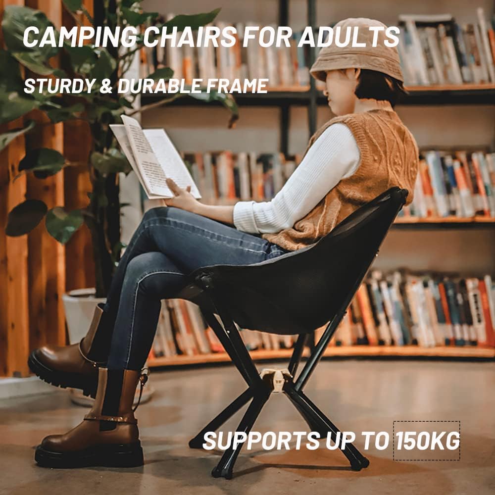 Portable Chair Camping Chairs - A Small Collapsible Portable Chair That Goes Every Where Outdoors. Compact Folding Chair for Adults That Sets Up in 5 Seconds | Camping Chair Supports 150KG