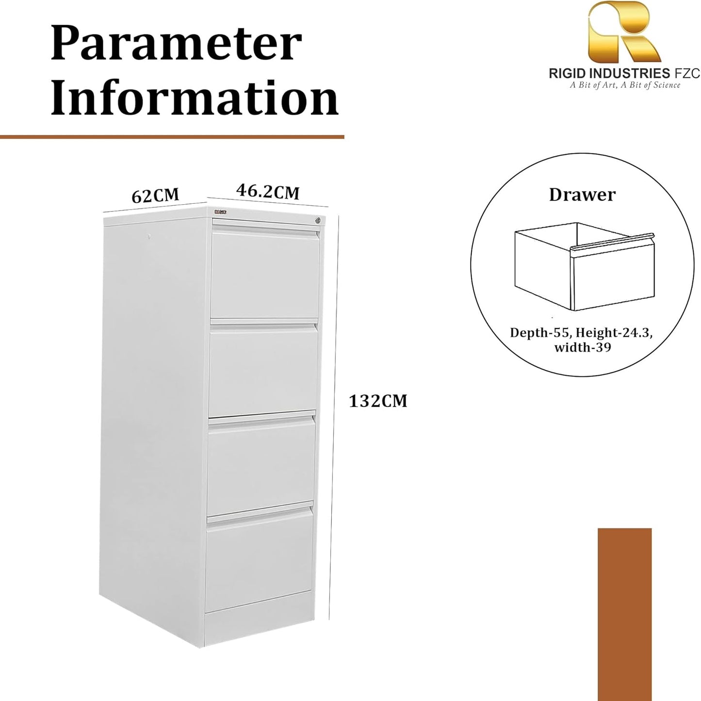 RIGID Steel Vertical Filing Cabinet Large Storage steel Cabinet, Metal Portable Cabinet with 4 Drawers for Legal Size (Grey)