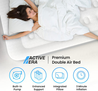 Active Era Luxury Inflatable Mattress - Elevated Air Mattress with Built-in Pump, Raised Pillow & Structured I-Beam Technology (King)