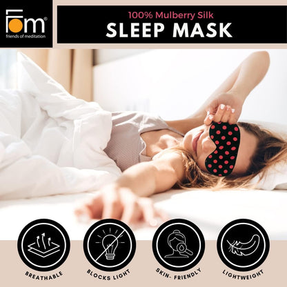 FOM (Friends of Meditation) 100% Mulberry Silk Eye Mask, Super Smooth Sleep Mask And Blind Fold (Black)