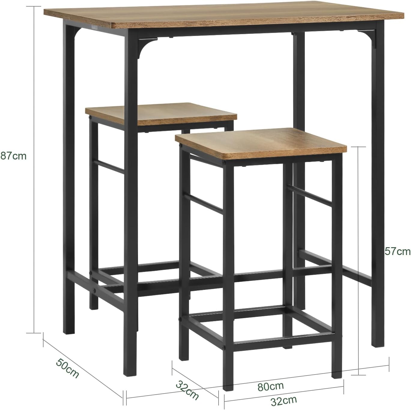 SoBuy （UAE STOCK）OGT10-N, 3 Piece Dining Set,Dining Table with 2 Stools,Home Kitchen Breakfast Table,Kitchen Counter with Chairs