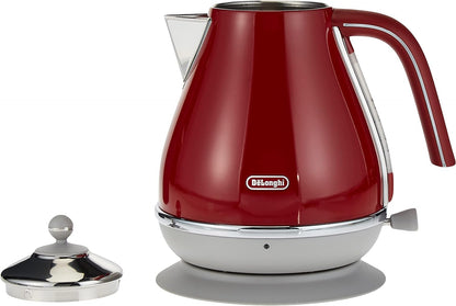 De'Longhi Icona Capitals Grey Vintage Style Kettle, 1.7 L Capacity with Water Level Indicator, 360 Swivel Base, Anti-Slip Feet, Soft Opening Lid, Premium Stainless Steel, KBOT3001.GY