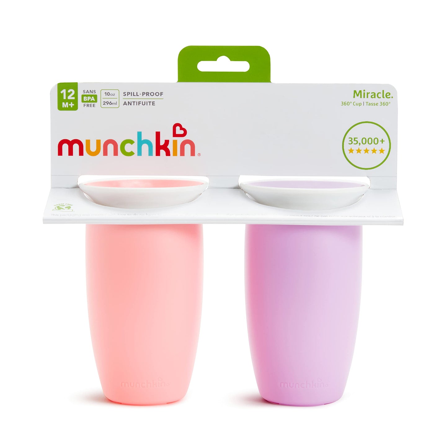 Munchkin Miracle 360 Sippy Cup, Green/Blue, 10 Oz, 2 Count